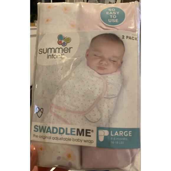 NWT Summer Infant SwaddleMe adjustable baby wraps Set of 2. Large Girls. Pink. - Picture 1 of 2